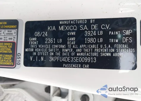 2025 Kia K4 Ex from USA, damaged, VIN 3KPFU4DE3SE009913